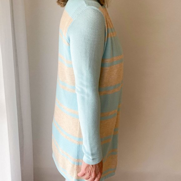 Cyrus light blue and tan striped open cardigan - Picture 4 of 15